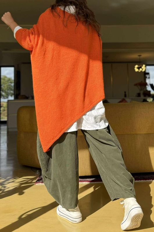 Made in Italy Big Softie Super Slant Knit Top Pumpkin 